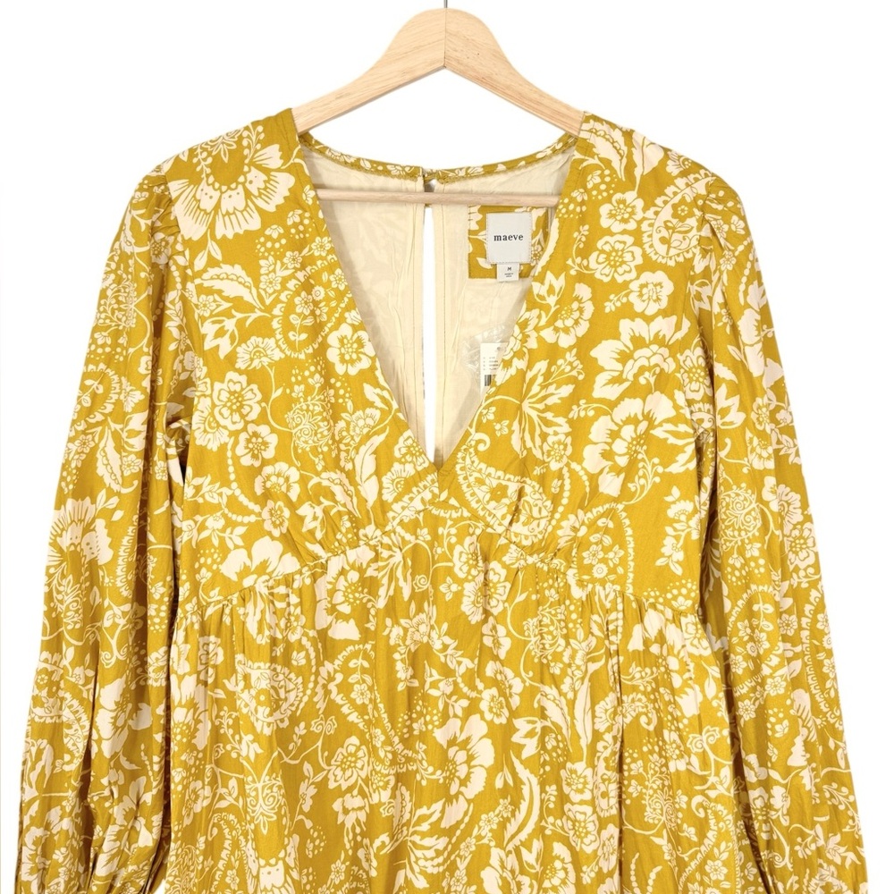 Anthropologie Maeve Long-Sleeve V-Neck Ruffle Mini Dress Medium - Picture 6 of 12
